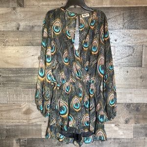 Show me your Mumu peacock print romper